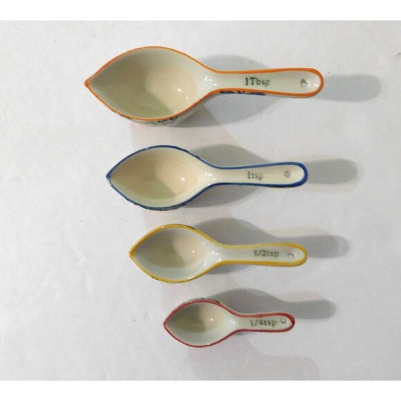 Pier 1 Imports Zinnia Ceramic Measuring Spoons Set Of 4 - Picture 3 of 5
